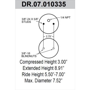 Airspring, double convoluted (224C) Ride-height 6,00-7,00
