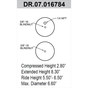 Airspring, double convoluted (267C1.5) Ride-height 5,50-6,50